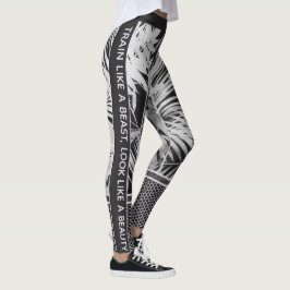 Tropische Blätter in Schwarz/Weiß Glitzer & Anführ Leggings
