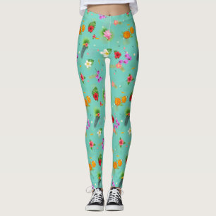Tropische Blätter in Türkis Leggings