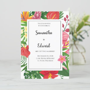 Tropische Blätter Luau Hochzeit Heiraten Einladung