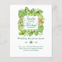 Tropische Blätter Luau Hochzeitsempfang Invi