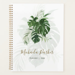 Tropische Blätter Moderne Elegante Personalisiert Planer