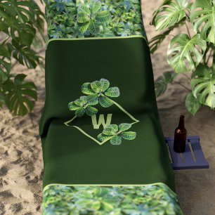 Tropische Blätter Modernes Mongram Green Beach Han Strandtuch