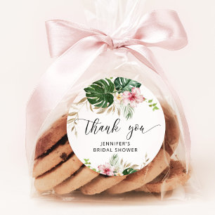 Tropische Blätter, Monstera-Junggesellinnenabschie Runder Aufkleber