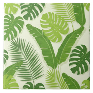 Tropische Blätter & Monstera Nahtloses Muster Fliese