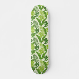 Tropische Blätter & Monstera Nahtloses Muster Skateboard