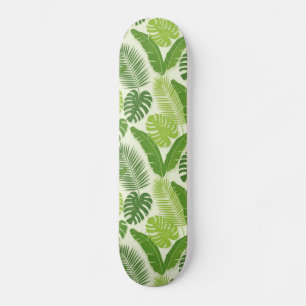 Tropische Blätter & Monstera Nahtloses Muster Skateboard