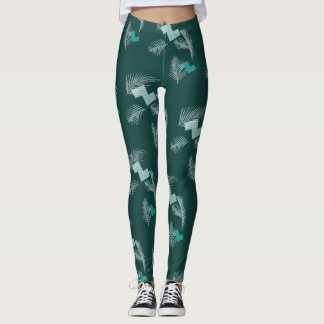 Tropische Blätter Muster Grün Leggings