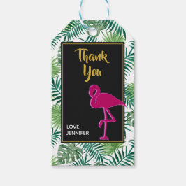 Tropische Blätter Muster und rosa Flamingo Danke Geschenkanhänger