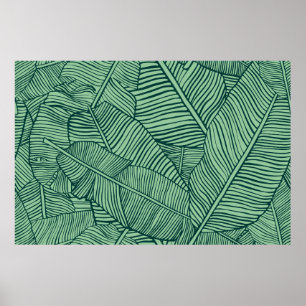 Tropische Blätter. Nahtlose Textur mit Bananenblät Poster