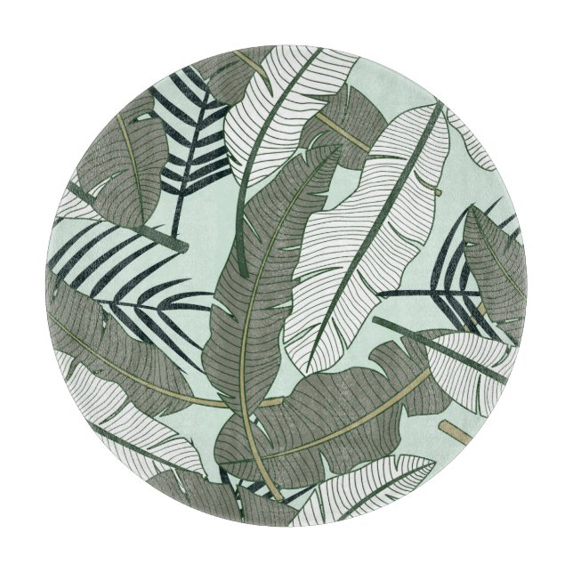 Tropische Blätter: Nahtloses Naturmuster. Schneidebrett (Vorderseite)