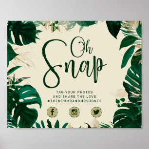 Tropische Blätter Oh Snap Foto Hashtag Hochzeitsze Poster