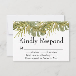 Tropische Blätter Palm Wedding RSVP Card Dankeskarte