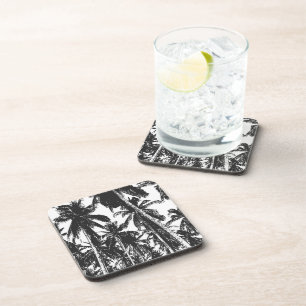 Tropische Blätter Palmen in einem Poster-Design Getränkeuntersetzer