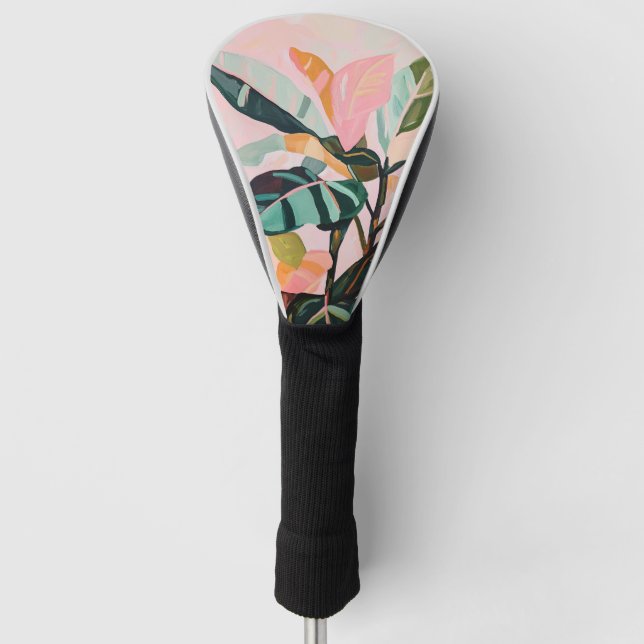 Tropische Blätter Palmenbaum farbenfroh botanisch Golf Headcover (Vorderseite)