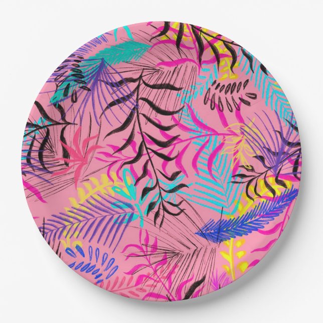 Tropische Blätter Pappteller (Vorderseite)