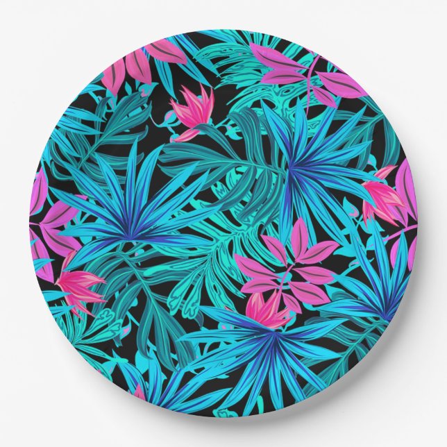 Tropische Blätter Pappteller (Vorderseite)