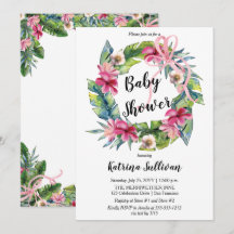 Tropische Blätter | Pink Floral Girl Babydusche