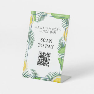 Tropische Blätter QR-Code scannen, um Pedestzeiche Sockelschild