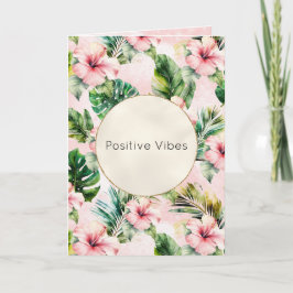 Tropische Blätter Rosa Hibiskus Karte