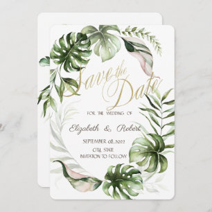 Tropische Blätter Save the Date