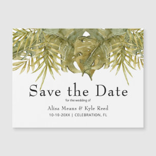 Tropische Blätter Save-the-Date-Magnet Magnetkarte
