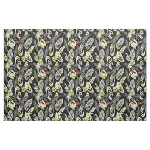 Tropische Blätter Schwarz-Gelb Stoff