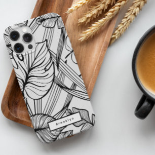 Tropische Blätter Schwarz-Weiß Case-Mate iPhone Hülle