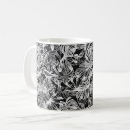 Tropische Blätter Schwarz-Weiß Kaffeetasse
