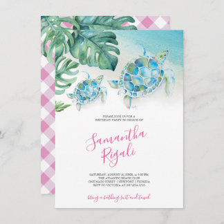 Tropische Blätter Sea Turtle Geburtstagsparty