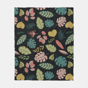 Tropische Blätter: Sommer Vintage Blüten Fleecedecke