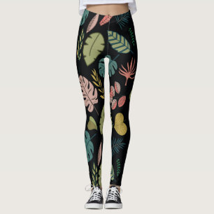 Tropische Blätter: Sommer Vintage Blüten Leggings