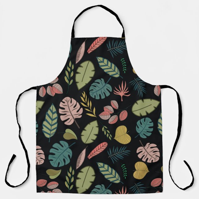 Tropische Blätter: Sommer Vintage Blüten Schürze (Vorderseite)