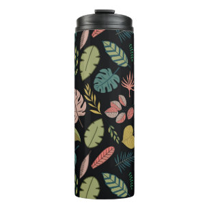 Tropische Blätter: Sommer Vintage Blüten Thermosbecher