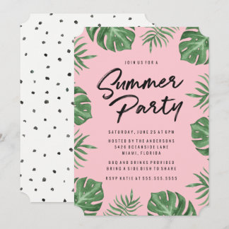 Tropische Blätter | Sommerliche Party Einladung