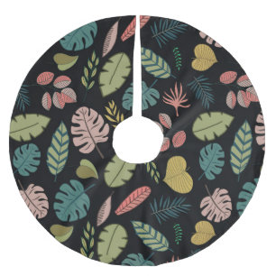 Tropische Blätter: Sommerliche Vintage-Blumen Polyester Weihnachtsbaumdecke
