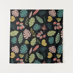 Tropische Blätter: Sommerliche Vintage-Blumen Wandteppich