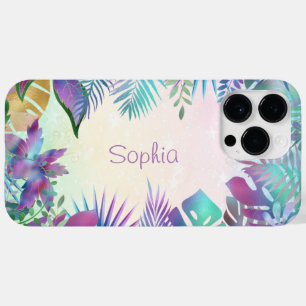Tropische Blätter, Türkis- und Grün-Ombre, Lavende Case-Mate iPhone 14 Pro Max Hülle