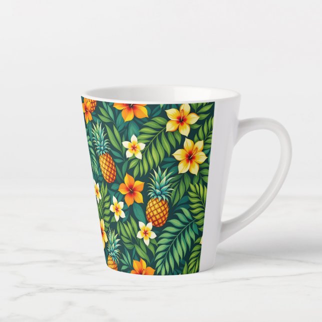 Tropische Blätter und Ananasmuster Milchtasse (Rechts)