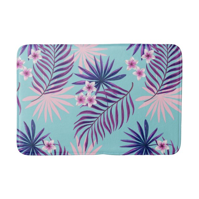 Tropische Blätter und Blume 2 Badematte (Vorderseite)