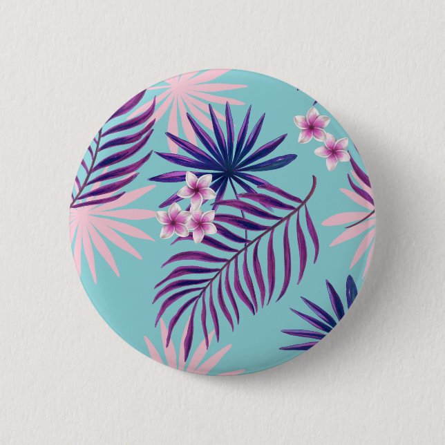 Tropische Blätter und Blume 2 Button (Vorderseite)