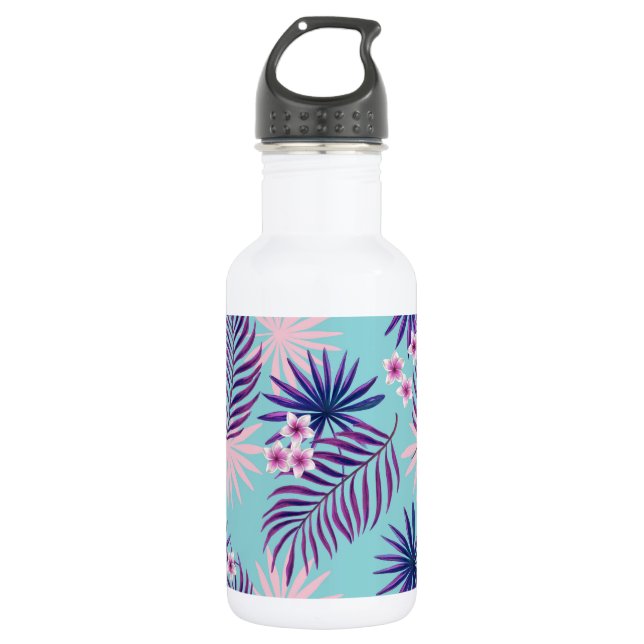 Tropische Blätter und Blume 2 Edelstahlflasche (Vorderseite)