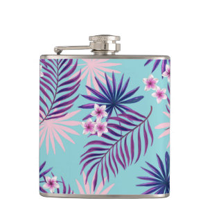 Tropische Blätter und Blume 2 Flachmann