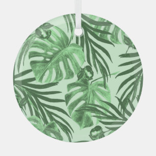 Tropische Blätter und Blume, Aquarellmuster. Ornament Aus Glas