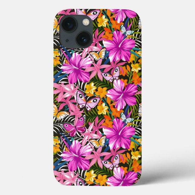 Tropische Blätter und Blume Case-Mate iPhone Hülle (Rückseite)