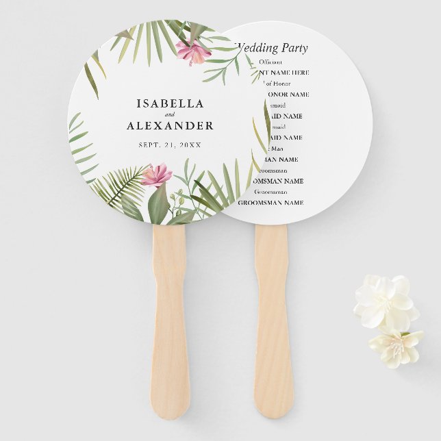 Tropische Blätter und Blume Fächer (Vorne und Hinten)