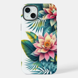 Tropische Blätter und Blume iPhone 15 Plus Hülle