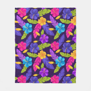 Tropische Blätter und Blume Muster-23857 Fleecedecke