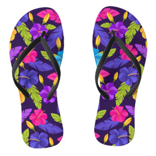 Tropische Blätter und Blume Muster-23857 Flip Flops