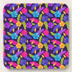 Tropische Blätter und Blume Muster-23857 Getränkeuntersetzer