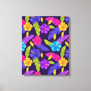 Tropische Blätter und Blume Muster-23857 Leinwanddruck